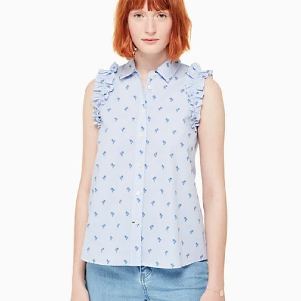 Kate Spade Sleeveless Cotton Button Top S